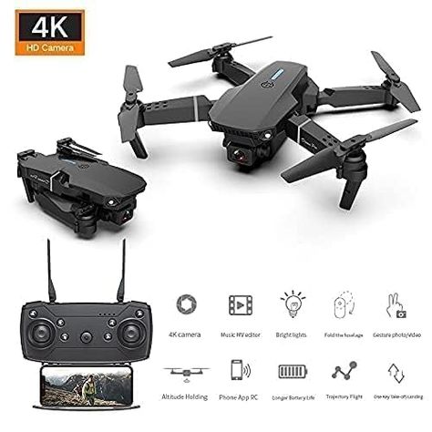Drone professionnel E88 4K avec caméra grand angle HD 1080P, WiFi